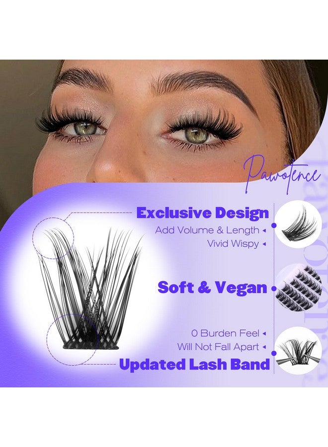 Pawotence Lash Clusters Kit Wispy Lash Extension Kit 10-18Mm Cluster Eyelash Extensions Kit Individual Lashes 144Pcs D Curled Eyelash Clusters With Lash Bond And Seal, Lash Tweezers For Self Use - Image 2