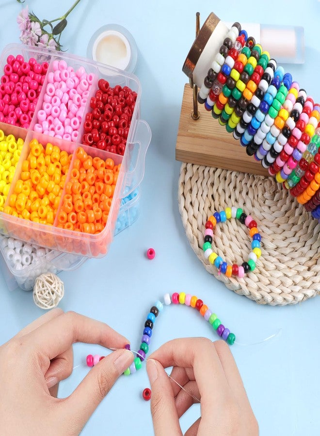 KAKW Pony Beads for Bracelets 3600 Pcs Plastic Beads for Friendship Bracelets Necklace 6x9mm 18 Solid Color Beads for Jewelry Making Supplies 3-Layer Box Packaging(18 Solid Colors) - Image 4