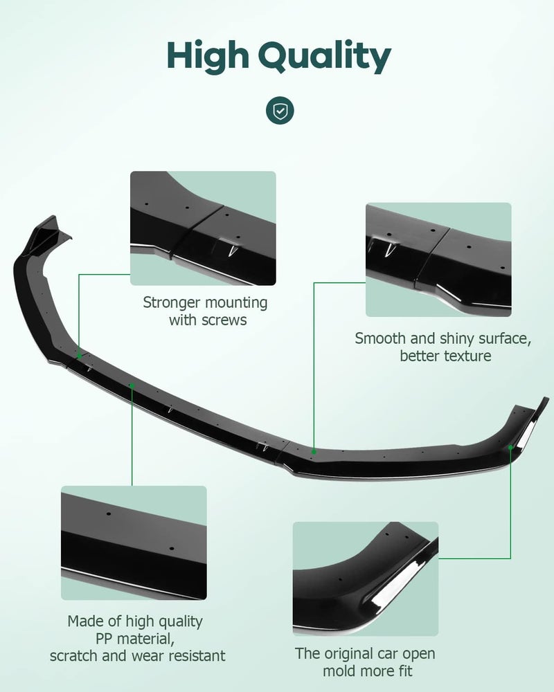 SCITOO سبويلر أمامي يناسب 2018-2020 هوندا أكورد سيدان بلمسة لامعة سوداء لأسفل الصدام الأمامي - Image 5