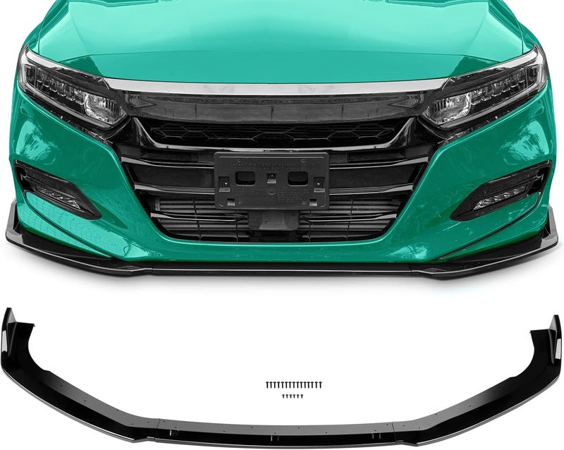 SCITOO سبويلر أمامي يناسب 2018-2020 هوندا أكورد سيدان بلمسة لامعة سوداء لأسفل الصدام الأمامي - Image 1