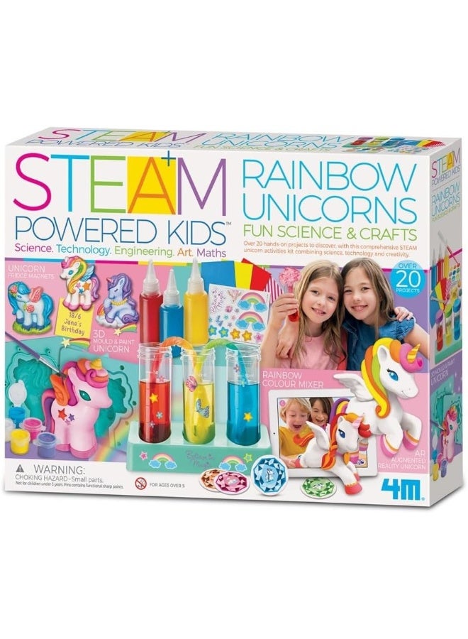 4M STEAM Powered Kids Rainbow Unicorns – DIY Science and Craft Kit with Crystal-Growing Powder, Molds, and Instructions to Create Sparkling Unicorn Figures – Creative Activity for Kids Ages 6+ | 00-05541 - Image 1