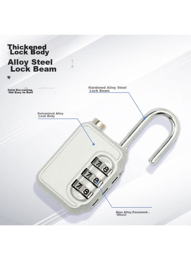 Forty thousand kilometers 40,000 Km Combination Padlock Anti-theft Travel Luggage Lock Suitcase Backpack Padlock Gym Locker Combination Lock Sw3105 Silver  - Image 4