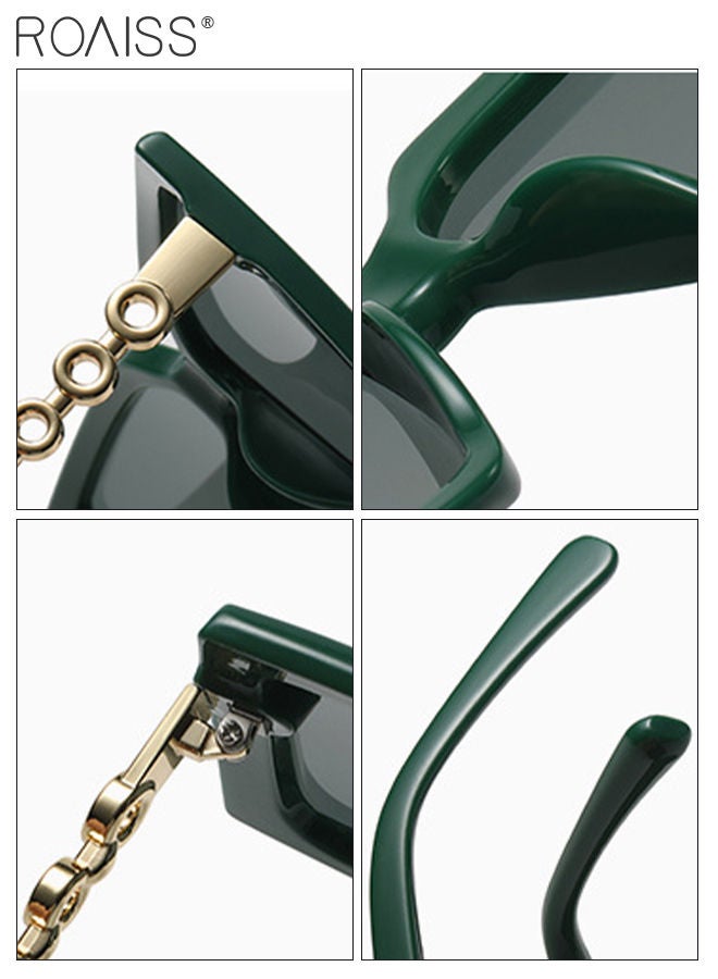 roaiss Women's Square Sunglasses, UV400 Protection Sun Glasses with Stylish Temples, Oversize Fashion Anti-glare Sun Shades for Women with Glasses Case, 60mm, Green - Image 5