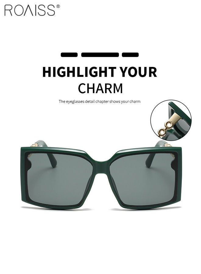 roaiss Women's Square Sunglasses, UV400 Protection Sun Glasses with Stylish Temples, Oversize Fashion Anti-glare Sun Shades for Women with Glasses Case, 60mm, Green - Image 4