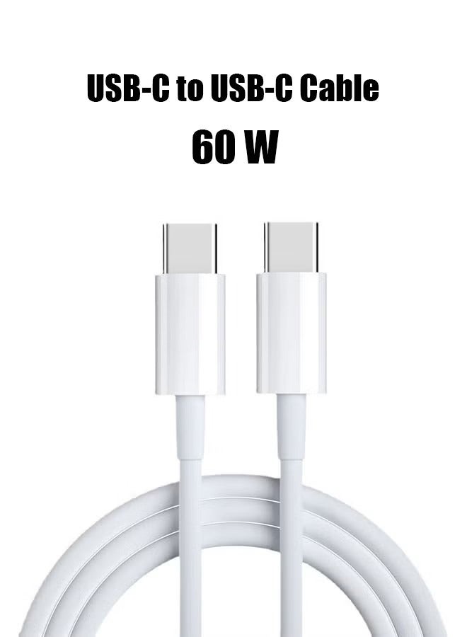 USB C Cable, USBC to USBC Fast Charging Cable Nylon Braided (3.3ft 60W, 1-Pack) for iPhone 15/Pro/Plus/Pro Max, iPad Mini 6/Pro 2021/Air 4, MacBook Pro 2020, Samsung Galaxy S23 and More (White) - Image 1