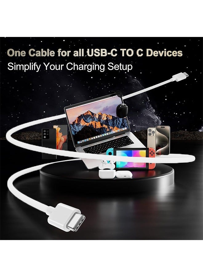 USB C Cable, USBC to USBC Fast Charging Cable Nylon Braided (3.3ft 60W, 1-Pack) for iPhone 15/Pro/Plus/Pro Max, iPad Mini 6/Pro 2021/Air 4, MacBook Pro 2020, Samsung Galaxy S23 and More (White) - Image 4