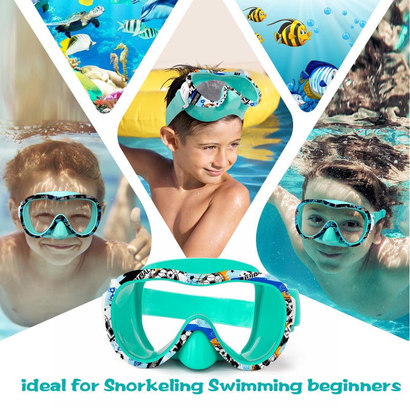Wave Kids Swim Goggles with Nose Cover, 180Â° Panoramic Snorkel Mask with Anti-Fog & Anti-Leak Design, Comfort Fabric Strap UV Protection Lens for Boys Girls Ages 3-15 - Image 3