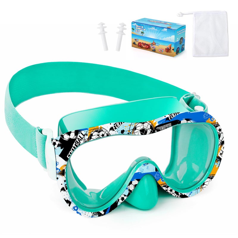 Wave Kids Swim Goggles with Nose Cover, 180Â° Panoramic Snorkel Mask with Anti-Fog & Anti-Leak Design, Comfort Fabric Strap UV Protection Lens for Boys Girls Ages 3-15 - Image 1