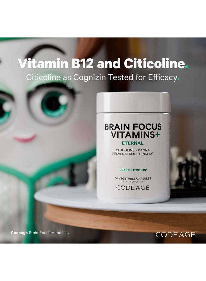 Codeage Brain Focus Vitamins+ Nootropic Supplement with Citicoline as Cognizin, Panax Ginseng, Resveratrol, Gotu Kola, Vitamin B12 Methylcobalamin - Liposomal Delivery - Non-GMO - 60 Capsules - Image 3