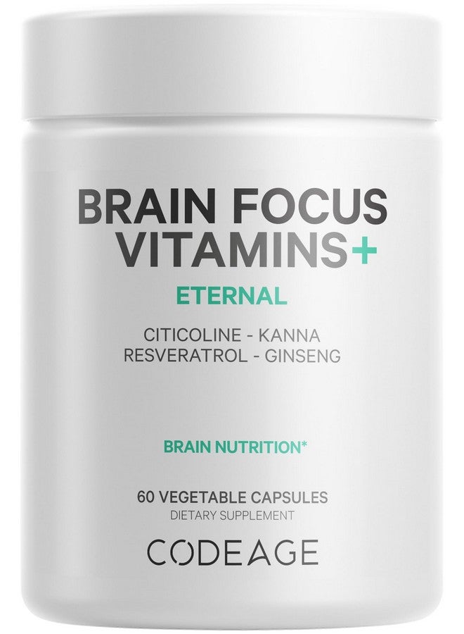 Codeage Brain Focus Vitamins+ Nootropic Supplement with Citicoline as Cognizin, Panax Ginseng, Resveratrol, Gotu Kola, Vitamin B12 Methylcobalamin - Liposomal Delivery - Non-GMO - 60 Capsules - Image 1