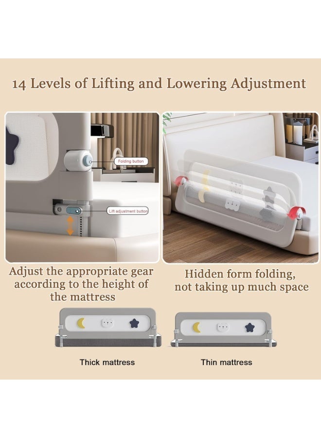 Y&D Baby Crib Fence Guardrail Baby Anti Fall Bed Side Barrier Travel Folding Young Children Convenient Bed Fence One Side Toddler Bed Rails For Toddlers,Infant Bed Rail Guard,Portable Baby Toddler Bed Rails Guard Bumper, Toddler Travel Bed Guard,Safety Bed Rails For Toddlers Fence Protector Bed Rails For Queen Kin - Image 2