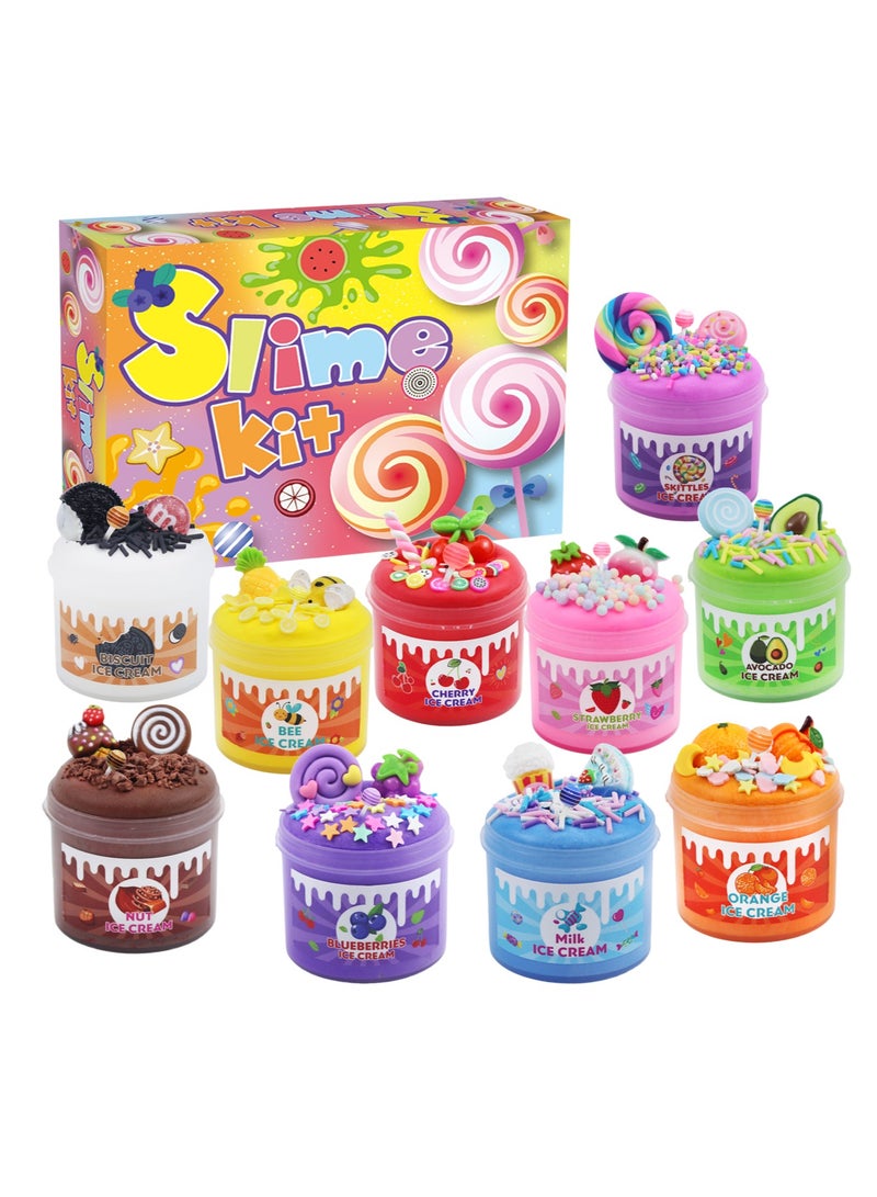 10-Pack Slime Kit, DIY Lollipop Slime for Girls and Boys, Super Soft, Non-Sticky Stress Relief Toy, Party Favors and Birthday Gift - Image 1