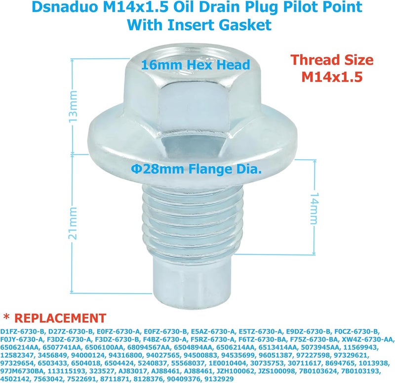 Dsnaduo 5 PCS Oil Drain Plug M14-1.50 for Ford Diesel Models - Image 3