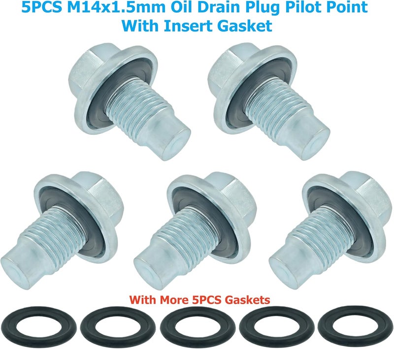 Dsnaduo 5 PCS Oil Drain Plug M14-1.50 for Ford Diesel Models - Image 2