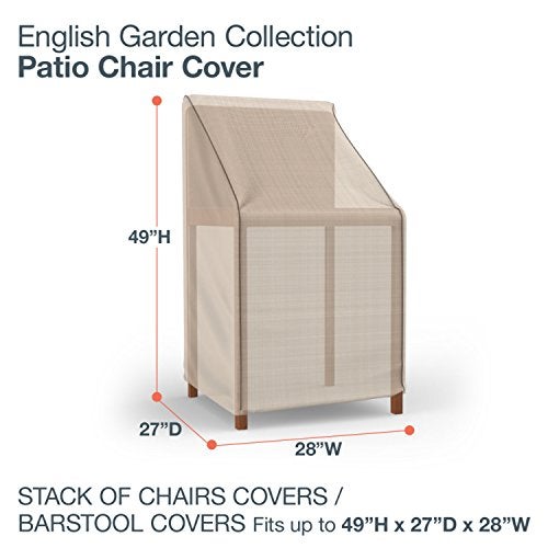 Budge English Garden Patio Stack Chairs Cover / Barstool Cover, Heavy Duty and Waterproof Patio Furniture Covers, Two-tone Tan - Image 2