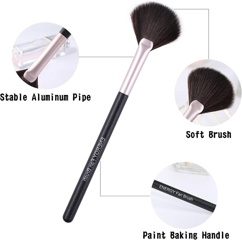 Energy Fan Brush Professional Blush Brush Soft Vegan Synthetic Makeup Brush for Face Highlighting,Buffing and Blending with Powder Cream Cosmetics Blusher Highlighter Applicator - Image 3