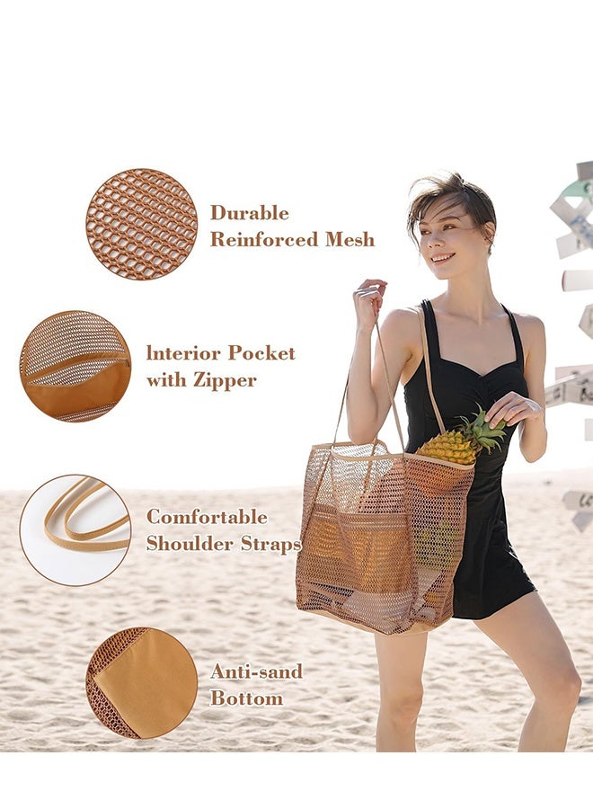BeachNylon Mesh Tote Bag, Casual Tote Bag  Women Foldable MAX 23L Shoulder Bag For Beach Picnic Vacation - Image 2