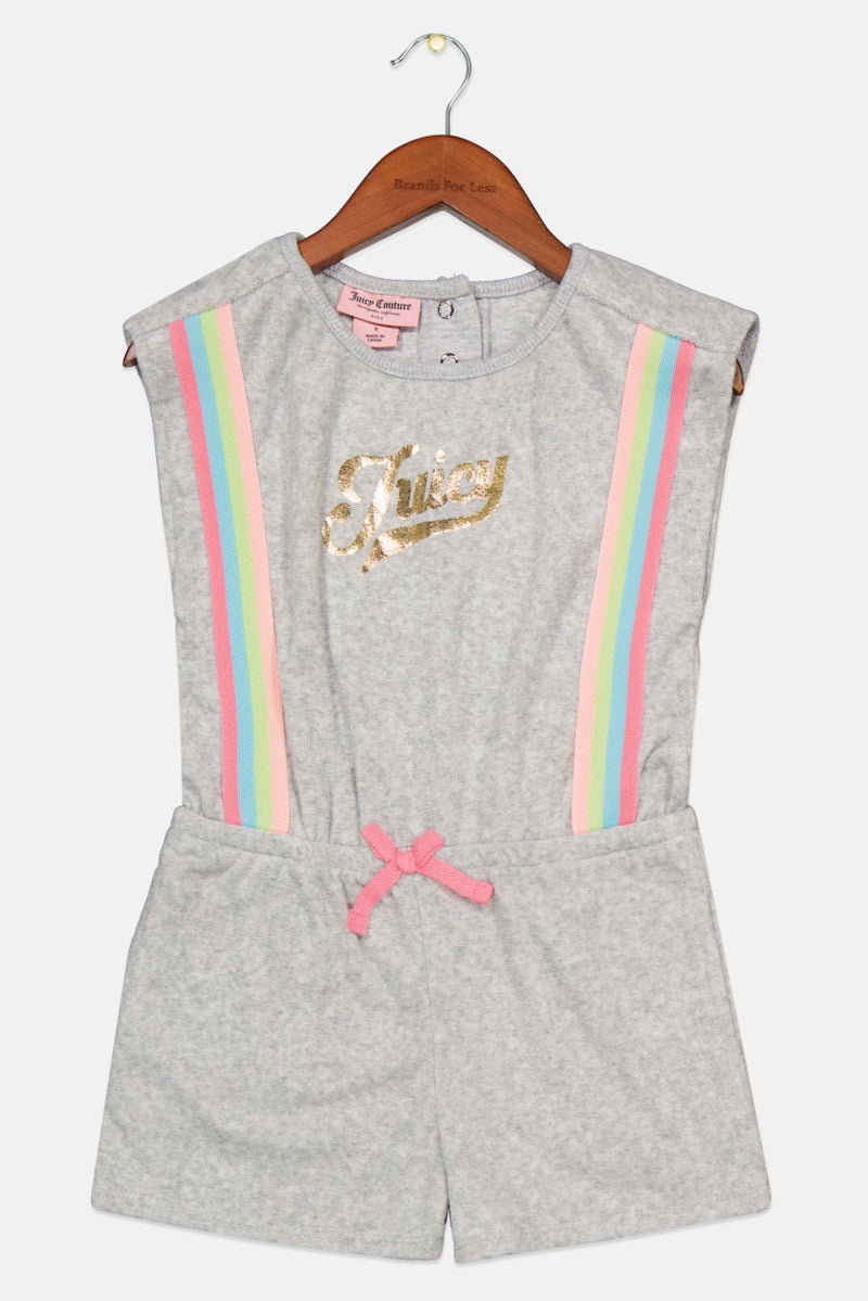 Juicy Couture Kids Girls Brand Logo Romper, Grey - Image 1