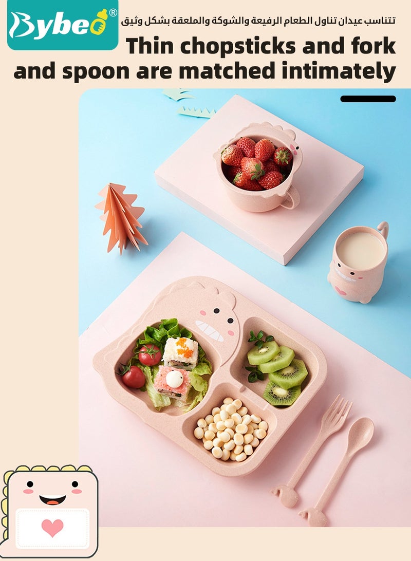 بيبو طقم تغذية الأطفال من 5 قطع، أدوات مائدة للأطفال، مستلزمات تغذية الرضع، طقم فطام LED لحديثي الولادة، مجموعة أدوات تناول الطعام الذاتية للرضع، وعاء للأطفال مع شفط، طبق سيليكون، كوب تدريب على الشرب، ملعقة وشوكة - Image 4