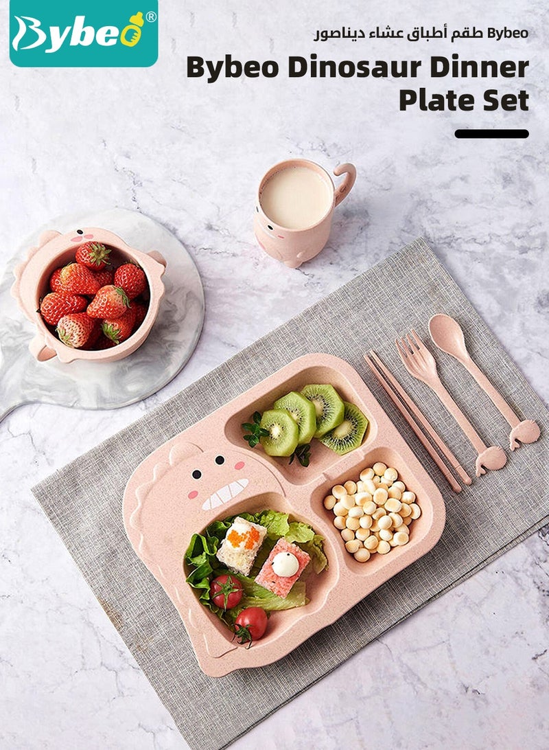 بيبو طقم تغذية الأطفال من 5 قطع، أدوات مائدة للأطفال، مستلزمات تغذية الرضع، طقم فطام LED لحديثي الولادة، مجموعة أدوات تناول الطعام الذاتية للرضع، وعاء للأطفال مع شفط، طبق سيليكون، كوب تدريب على الشرب، ملعقة وشوكة - Image 2