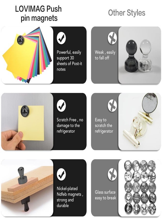 LOVIMAG Fridge Magnets 20Pcs Refrigerator Whiteboard Small Strong Magnet Classroom Kitchen Accessories Decorative Locker Set Decor Must Haves Office Calendar Refrigerador Magnetic Cute Crafts Black - Image 5