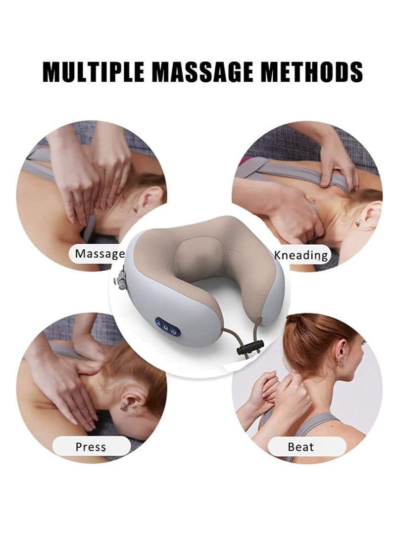 ELTRAZONE Rechargeable U Shaped Cervical Massage Pillow Neck Massager Vibration Pillow, Multifunctional Shoulder and Electric for Relax Muscles Fatigue - Image 2