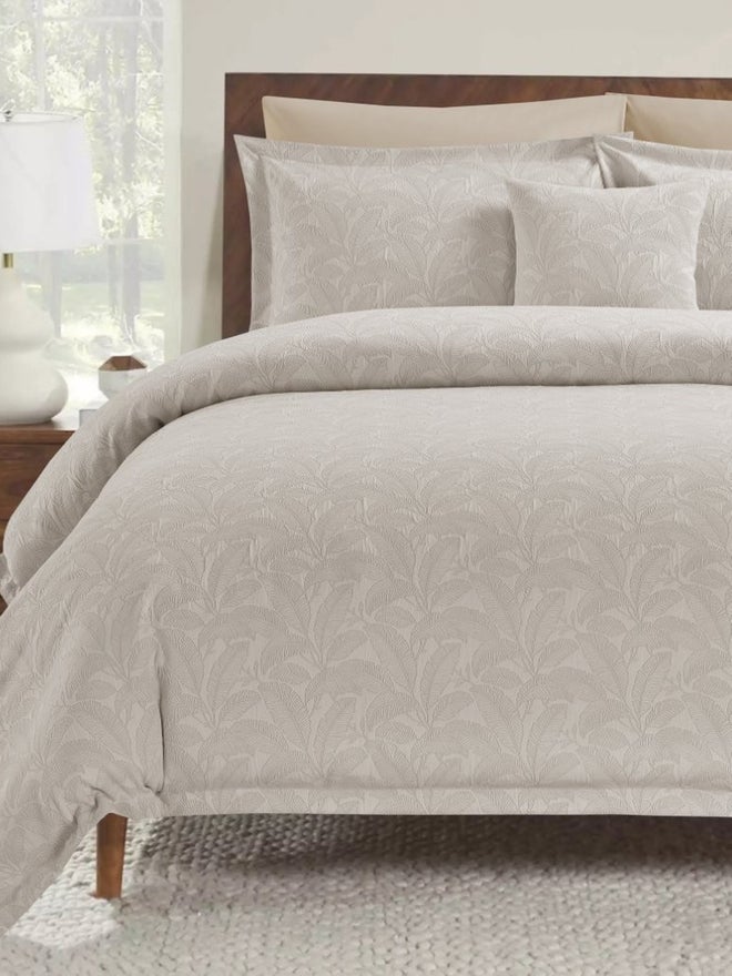 VALENTINI 4-Piece Jacquard Comforter Twin 5 Pcs Set Beige - Image 1