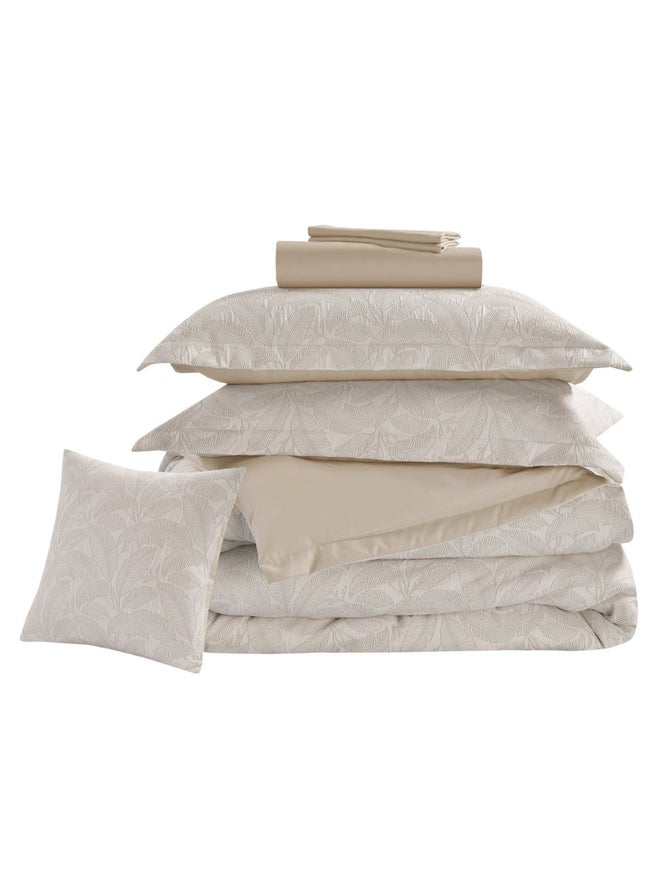 VALENTINI 4-Piece Jacquard Comforter Twin 5 Pcs Set Beige - Image 2