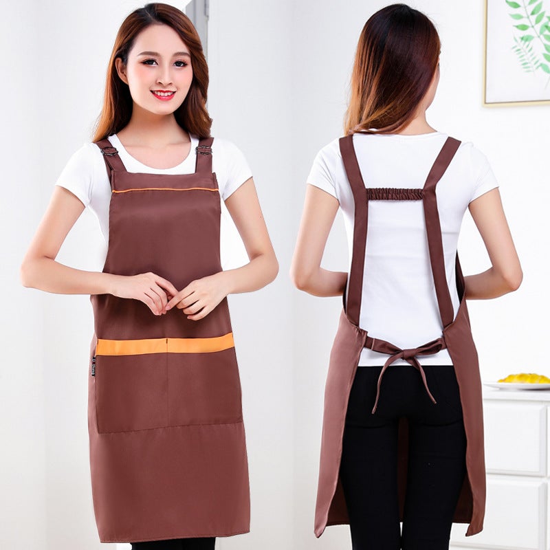 Korean Style Fashion Apron With Custom Logo Printing For Supermarkets, Milk Tea Shops, Cafes, Cake Baking, And Catering, H-Shaped Workwear For Women - Image 4