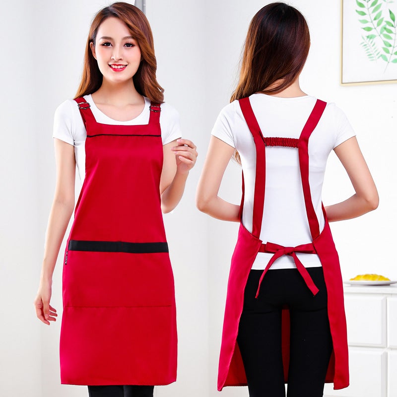 Korean Style Fashion Apron With Custom Logo Printing For Supermarkets, Milk Tea Shops, Cafes, Cake Baking, And Catering, H-Shaped Workwear For Women - Image 2