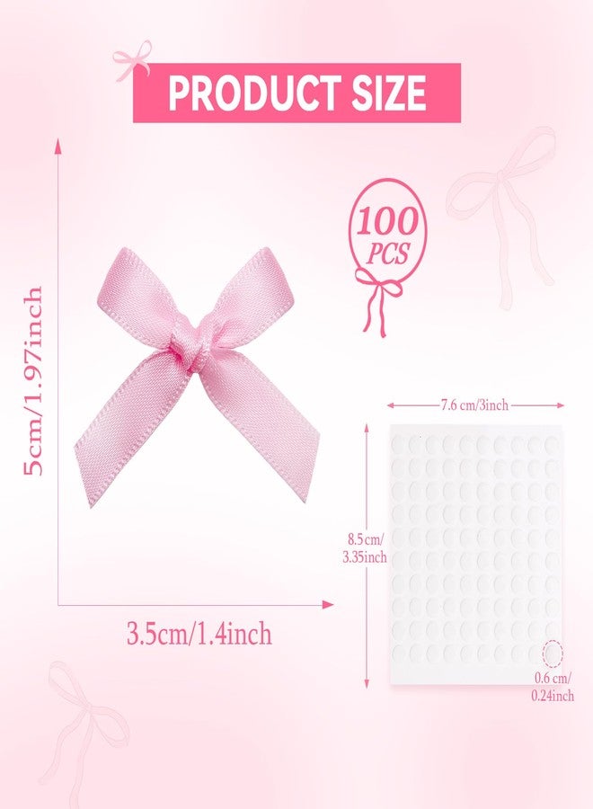 EONSUI 100PCS Mini Pink Bows Decoration with Glue Dots, Tiny Satin Ribbon Ornaments for DIY, Crafts, Favors, Fit for Wedding, Birthday, Bachelorette Party, Bridal Shower, Engagement, Baby Shower - Image 2