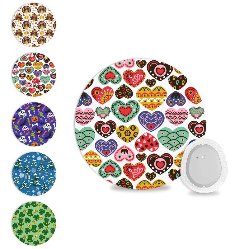Kuruyo 20Pcs G7 Over Patches & Stelo Overpatches Waterproof & Sweatproof, Latex-Free Hypoallergenic,15 Days Long-Stay CGM Sensor Covers Adhesive Tape Without Hole, 5 Festival Designs - Image 1