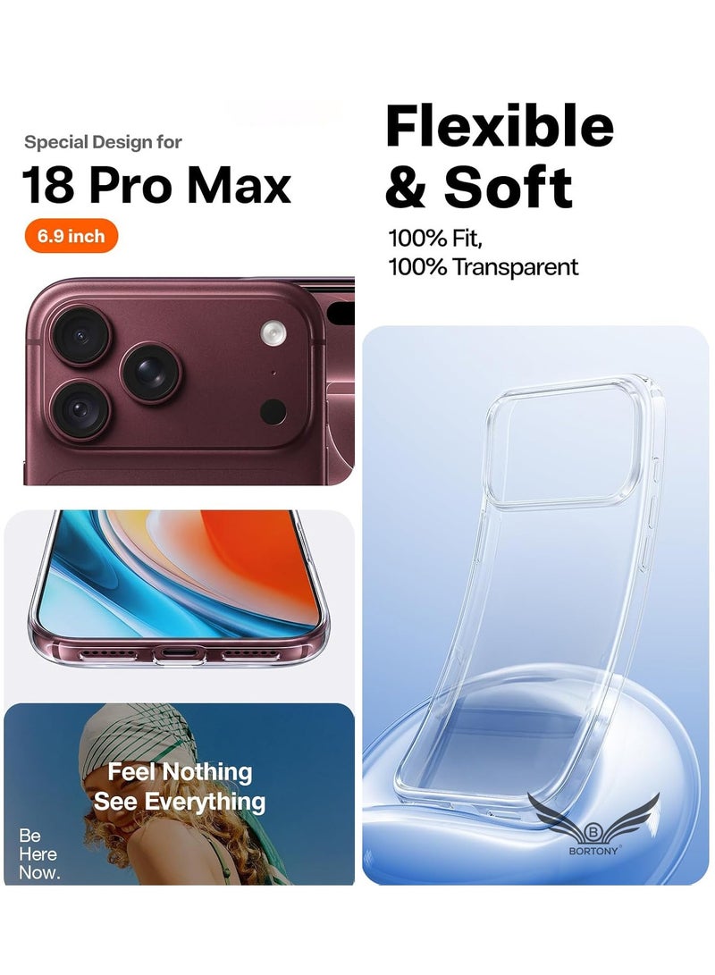 بورتوني جراب شفاف لهاتف iPhone 18 Pro Max - غطاء نحيف ومقاوم للخدش والصدمات والسقوط، يوفر حماية فائقة للهاتف (مقاس 6.9 بوصة). - Image 4