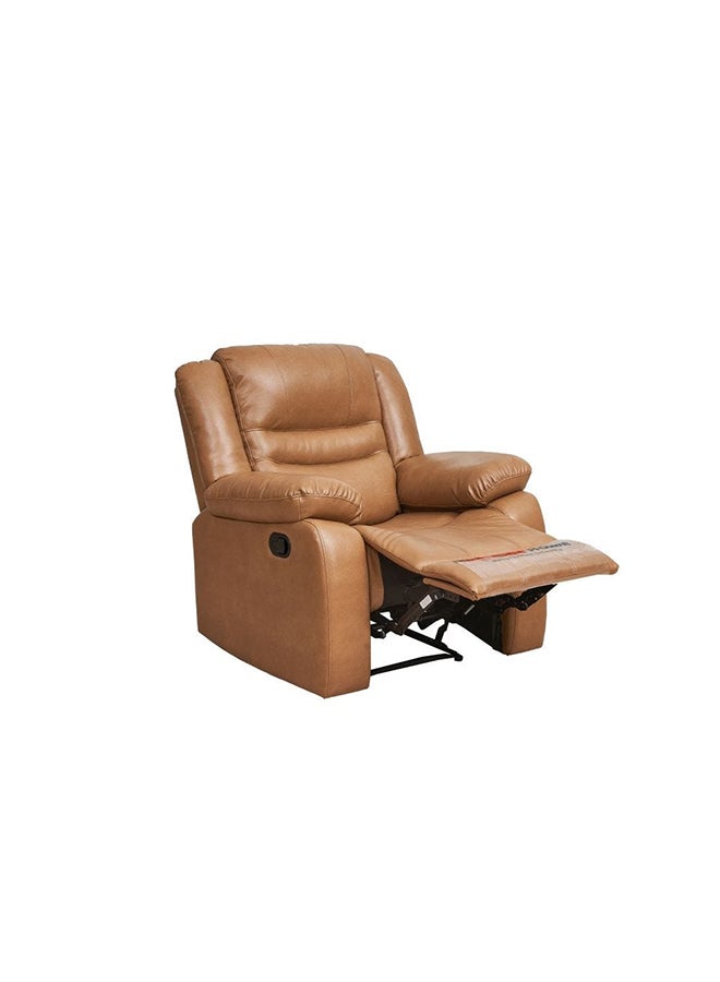 DANUBE HOME كرسي استرخاء جلدي هوائي من Dazler بتصميم عصري، أريكة ذات مقعد واحد، أثاث مريح لغرفة المعيشة، الطول 97 × العرض 94 × الارتفاع 104 سم، بني - Image 4