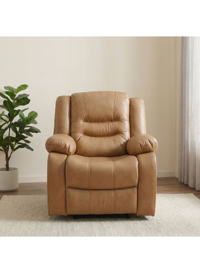 DANUBE HOME Dazler 1 Seater Air leather Recliner Accent Chair Modern Design One Seat Sofa Comfortable Living Room Furniture L 97 x W 94 x H 104 cm Brown - Image 2