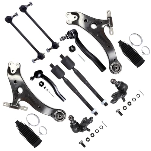 SCITOO مجموعة SCITOO 12 قطعة لنظام التعليق لسيارات 2002-2003 لكزس ES300 2004-2006 لكزس ES330 2002-2003 تويوتا كامري ذراع التحكم السفلي الأمامي وصلة الكرة الداخلية والخارجية وقضيب التوازن وغلاف التوجيه - Image 1