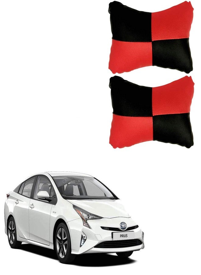 Adroitz Red Leathertte Material Neck Rest Cushion in Check Design for Car_62 - Image 1