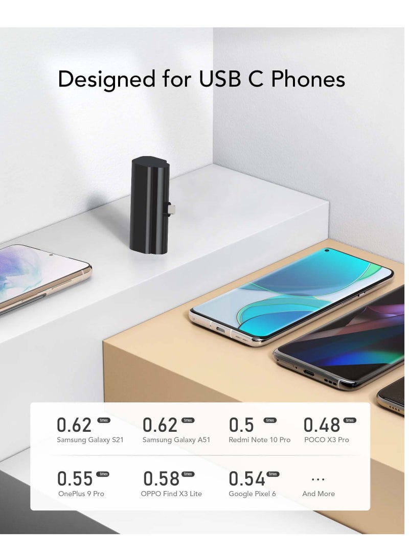 Brave - Mini Portable Charger 5000mAh - 20W PD Ultra-Compact Fast Charging Power Bank, Cordless Battery Pack Compatible with iPhone 16 Pro Max, 16 Pro, 16 Plus, iPhone 15 Series, Samsung Galaxy S24/S23/S22/S21/S20, Huawei, and All Android Devices- Black - Image 1