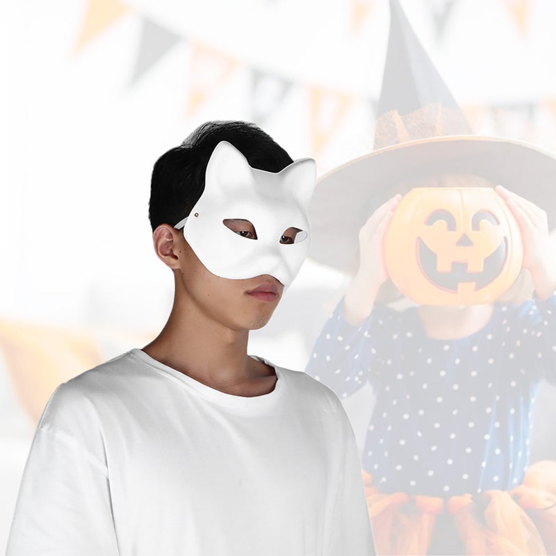Blank Mask: White Adult Size - Eco-Friendly Non-Toxic Material, Elastic Back Strap, DIY Craft Mask for Halloween, Costume Parties, School Events & Festivals - Image 5