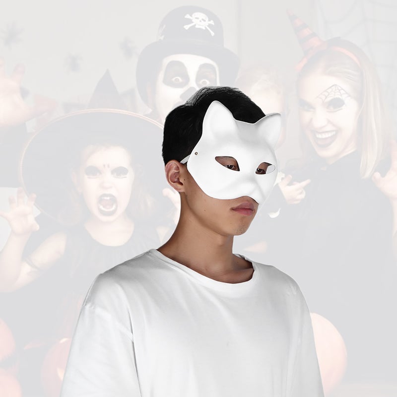 Blank Mask: White Adult Size - Eco-Friendly Non-Toxic Material, Elastic Back Strap, DIY Craft Mask for Halloween, Costume Parties, School Events & Festivals - Image 4