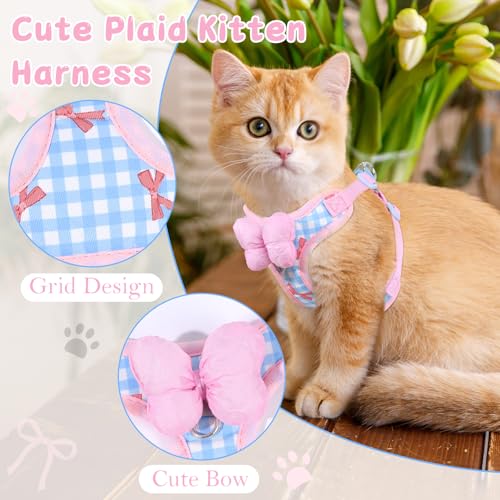 NCMAMA Cat Vest Harness and Leash Set for Walking Escape Proof, Adjustable Kitten Harness and Leash Set Breathable Mesh with Bow Harness for Kitty Puppy Bunny(Pink Small) - Image 5