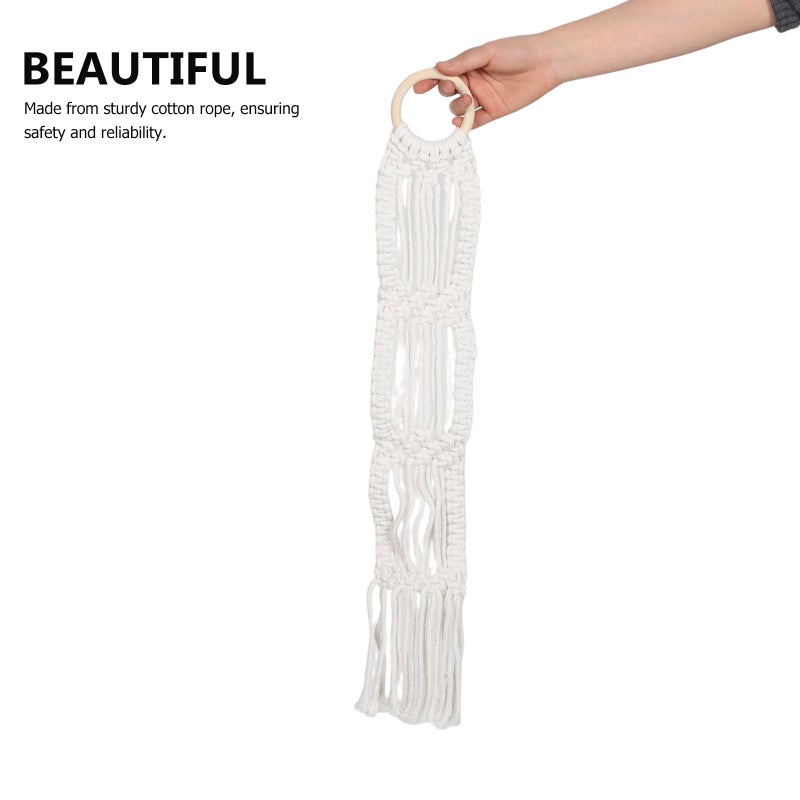 2pcs Hand-Woven Macrame Wall Hanging Tapestry for Photo Clipping Nordic Style Cotton Rope Wall Decor for Bedroom Living Room Office Tassel Pendant - Image 2