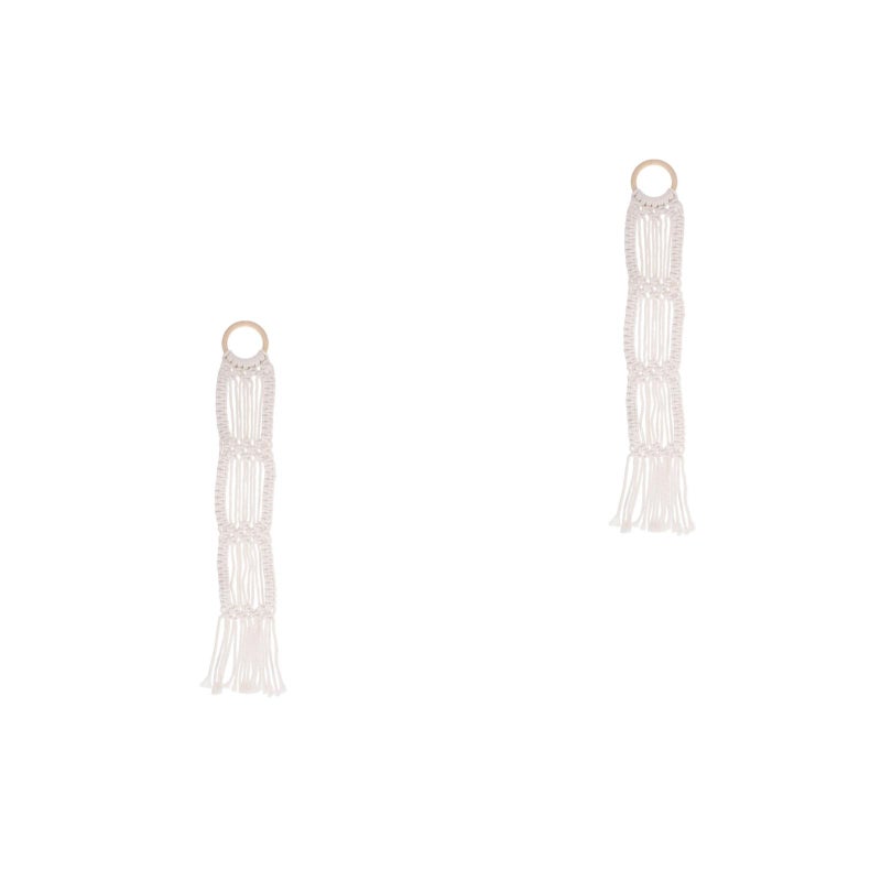 2pcs Hand-Woven Macrame Wall Hanging Tapestry for Photo Clipping Nordic Style Cotton Rope Wall Decor for Bedroom Living Room Office Tassel Pendant - Image 1