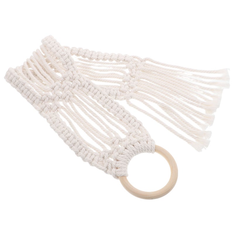 2pcs Hand-Woven Macrame Wall Hanging Tapestry for Photo Clipping Nordic Style Cotton Rope Wall Decor for Bedroom Living Room Office Tassel Pendant - Image 3