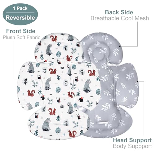 KAKIBLIN Infant Car Seat Insert, Breathable Reversible Car Seat Head Support for Infant, Newborn Car Seat Insert for Girls Boys, Fits for Stroller, Baby Swing, Bassinets, Pushchair (Gray) - Image 3