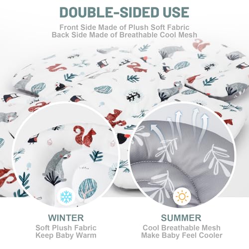 KAKIBLIN Infant Car Seat Insert, Breathable Reversible Car Seat Head Support for Infant, Newborn Car Seat Insert for Girls Boys, Fits for Stroller, Baby Swing, Bassinets, Pushchair (Gray) - Image 4