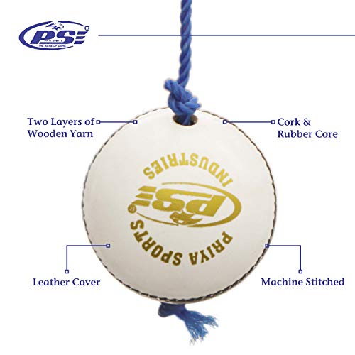 PSE Priya Sports Unisex Leather Hanging Practice Cricket Ball for ODI/Test Match/Practice Match |Pack of 12 |White Color| (White_Pack_of_2, 2) - Image 3