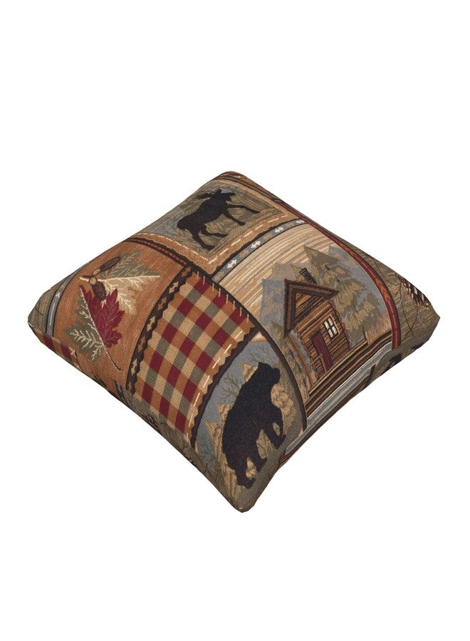 DATANSEN Set of 2 Square 18x18 inch Retro Brown Throw Pillow Covers Rustic Lodge Bear Moose Decorative Throw Pillowcase for Home Sofa Thick Cotton Linen Cushion Cases (45x45 cm) Paw Prints Cabin - Image 2