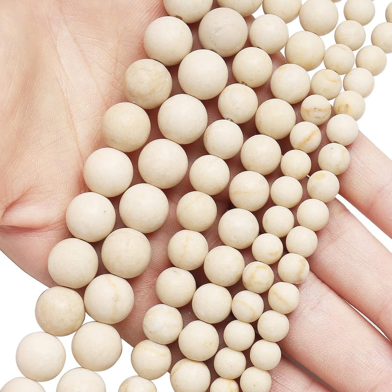 AUREHEN Natural Matte Fossil Jasper Beads, 6MM Round Frosted Unpolished Loose Gemstone Beads for Bracelet Necklace Jewelry Making, Energy Stone Healing Power with Stretch Beading Cord - Image 4