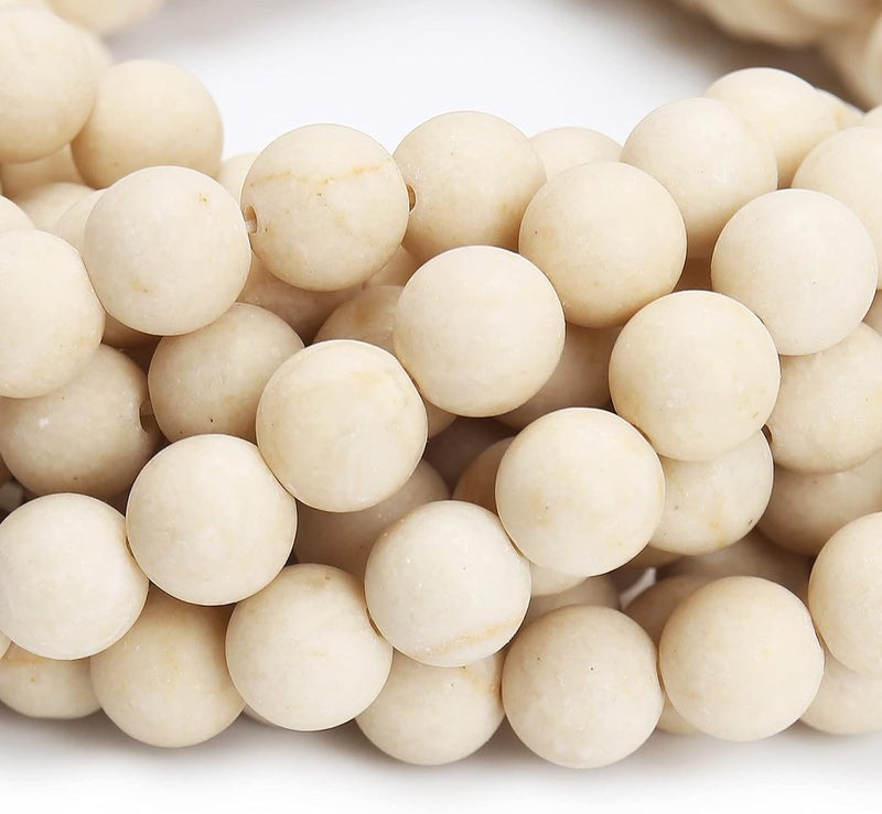 AUREHEN Natural Matte Fossil Jasper Beads, 6MM Round Frosted Unpolished Loose Gemstone Beads for Bracelet Necklace Jewelry Making, Energy Stone Healing Power with Stretch Beading Cord - Image 3